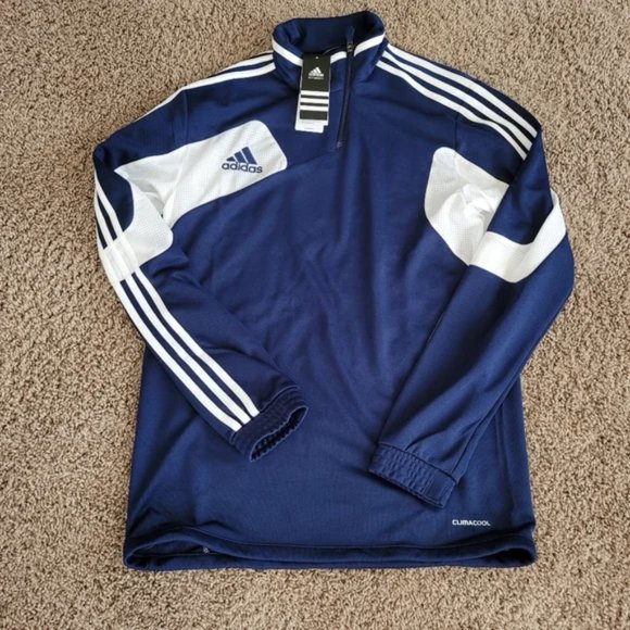 adidas Other - Adidas Navy white 1/4 zip pullover Climacool sweat shirt-Size S